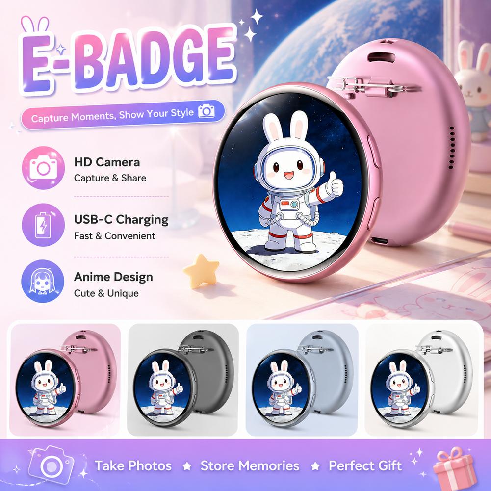 Photography Grid - Crachá Eletrônico Ebadge com Carregamento USB-C